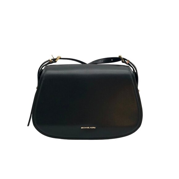 Michael Kors Black Leather Medium Lydia Flap Messenger Bag - Picture 1 of 12